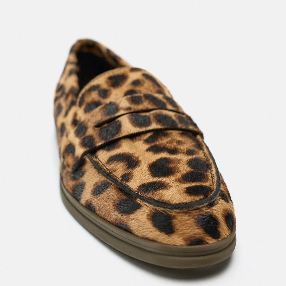 Zara Leopard Print Penny Loafers in Brown and Black - Picture 5 of 7